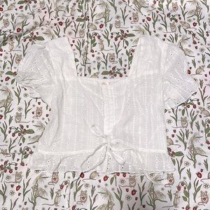 Cropped eyelet milkmaid top